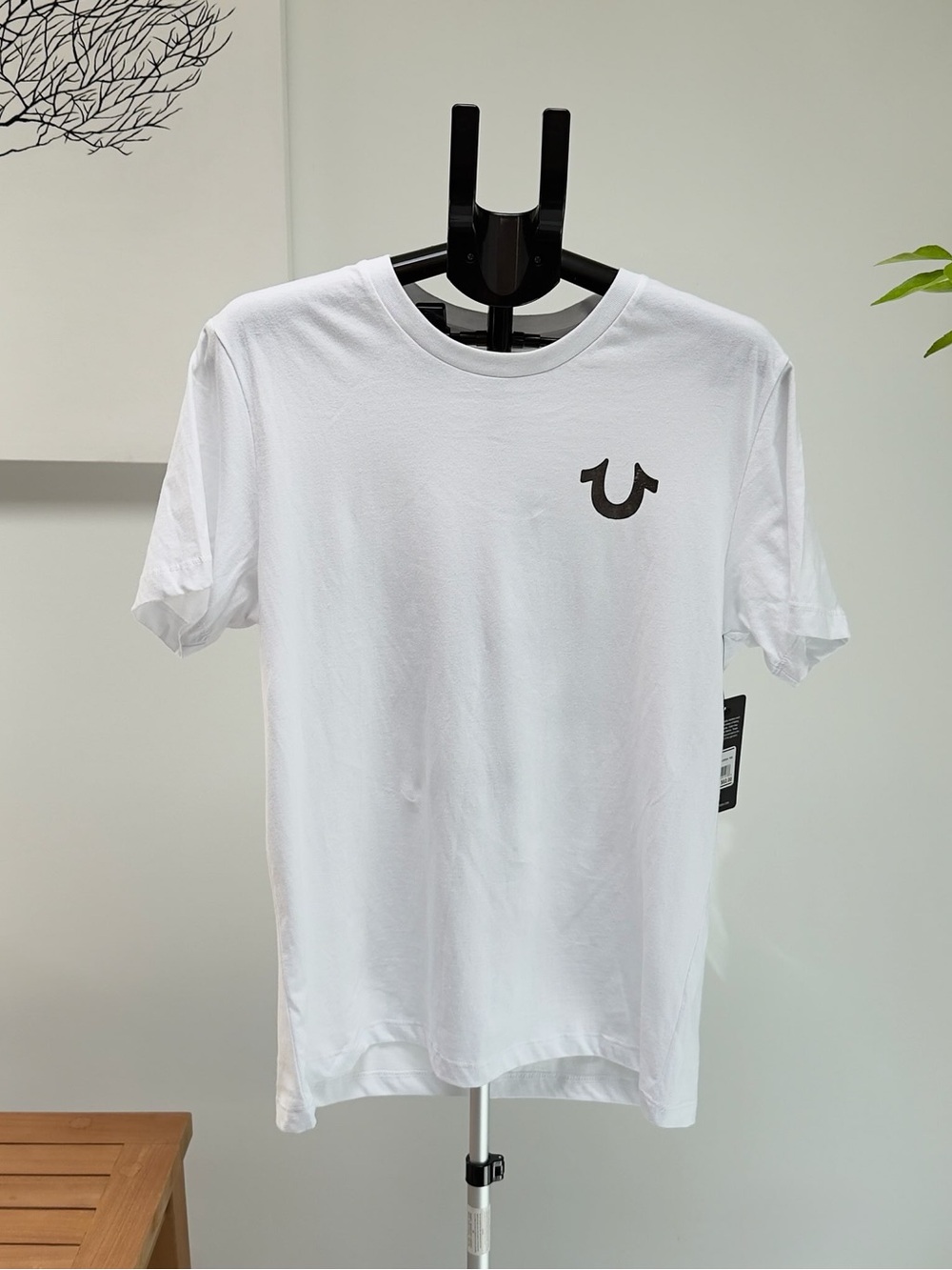 True Religion White T-Shirt with Black Horseshoe Logo